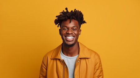 Beautiful cheerful smiling afro man in a portrait. GENERATE AIの素材
