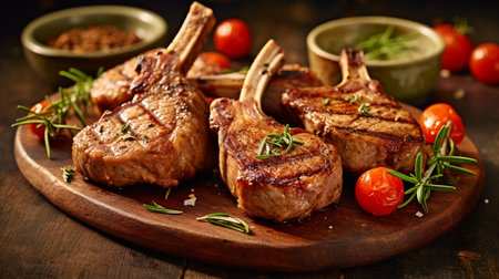 Generate AI Organic Grilled Lamb Chops.の素材
