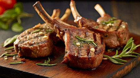 Generate AI Organic Grilled Lamb Chops.の素材