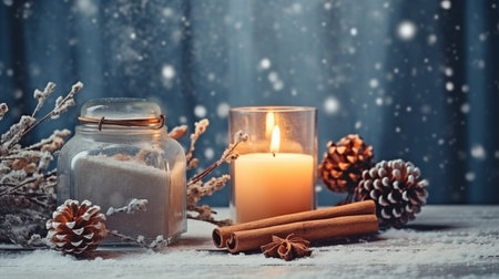 composition for Christmas in winter. GENERATE AIの素材