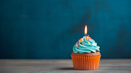 Cake for a birthday with just one candle. GENERATE AIの素材