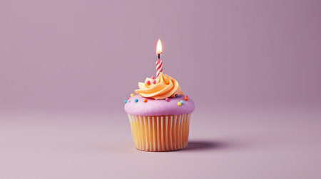 Cake for a birthday with just one candle. GENERATE AIの素材