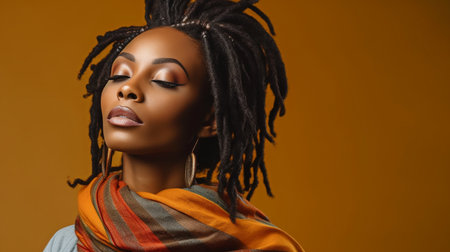 fashionable black woman in a studio with dreadlocks. GENERATE AIの素材