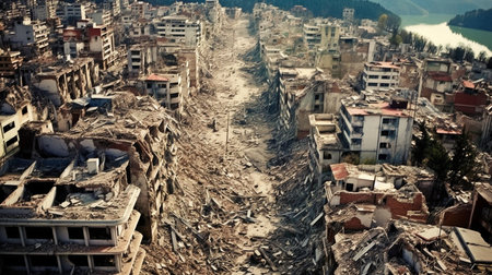 earthquake catastrophe area in a city. GENERATE AIの素材