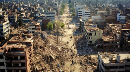 earthquake catastrophe area in a city. GENERATE AIの素材