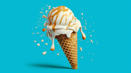 Generate AI. Melting Ice Cream Coneの素材