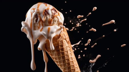 Generate AI. Melting Ice Cream Coneの素材