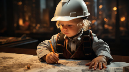 a realistic depiction of a child dressed as an architect.の素材