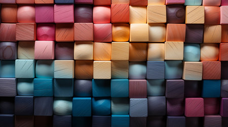 Aligned were colorful wooden blocks. large format.の素材