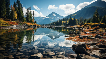 Blue Lake landscape in Washington State's North Cascades National Park.の素材