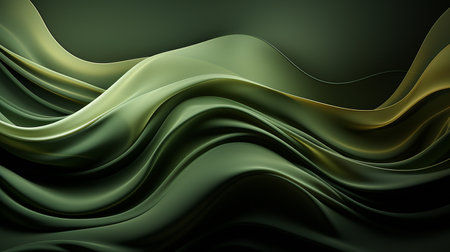 wave-like horizontal banner. Illustration of a contemporary wave background in shades of very dark green, dark green, and dark green.の素材