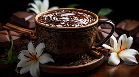 a presentation with no visuals and a polynesian design, with a simple cocoa theme as the background.の素材