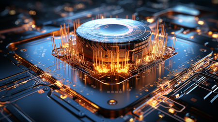 Artificial intelligence idea using a CPU as the brain.の素材