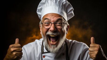 An animated chef in a studio portrait.の素材
