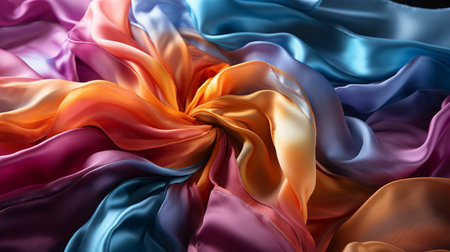 The wind is blowing a rainbow-colored cloth.の素材