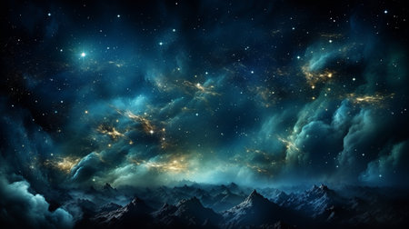 Abstract space night sky with stars and clouds. excellent photo.の素材