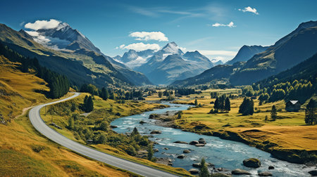 An expansive and verdant rice field as seen from above.の素材