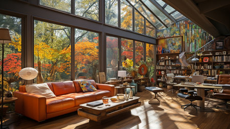 Living room of an artist.の素材