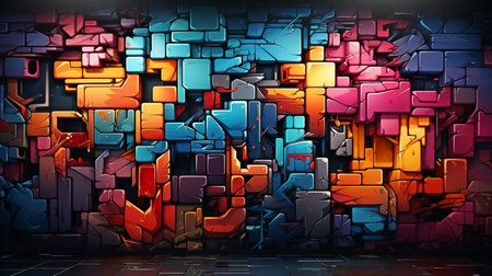 Abstract graffiti wall background, suitable for a pop art background piece.の素材