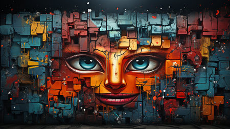 Abstract graffiti wall background, suitable for a pop art background piece.の素材