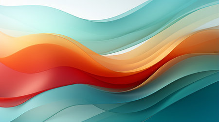 With hues of light sea green, firebrick, and peru, this abstract wave background is horizontal and bright. can be used as a wallpaper, backdrop, or texture.の素材