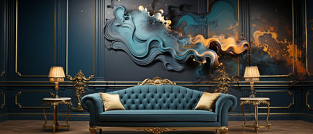 Luxurious, graceful, and technologically advanced, abstract with creative, golden embellishments that draw inspiration from French and Italian style.の素材