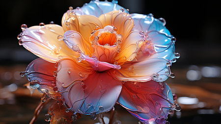 A marble blossom pouring with neon paint.の素材