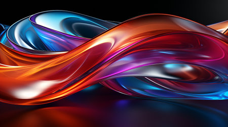 twisted, colored form. Abstract geometric 3D render artwork produced by computerの素材