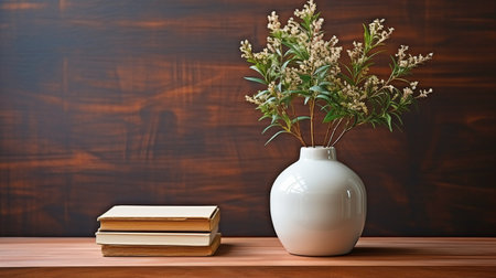 a big, exquisite wooden blank frame resting against the white wall, and a simple wooden frame resting on a shelf. Vector mockup of a wooden frame with bright lightsの素材