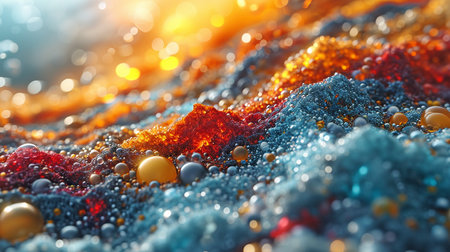A captivating multicolored, abstract 3D visualization.の素材