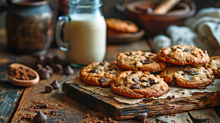cookies and a bottle of milk.の素材