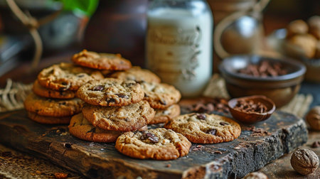 cookies and a bottle of milk.の素材