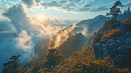 Cloudscape with fog.の素材