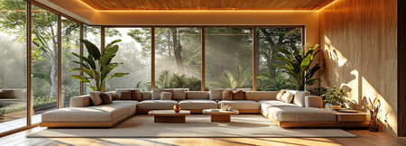 Elegant decor in a contemporary living area including a light wall.の素材