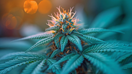 An image of a marijuana plant up close.の素材