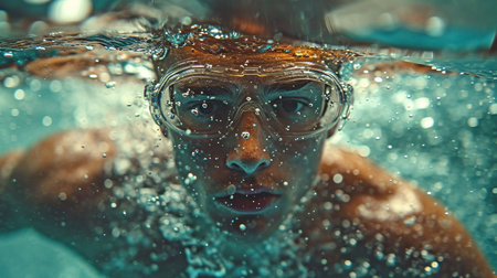 Man jumping into the swimming pool.の素材