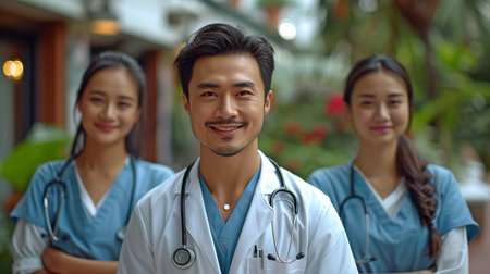 Smiley and self-assured, the Diversity Medical staff is happy with Health Care Concept.の素材