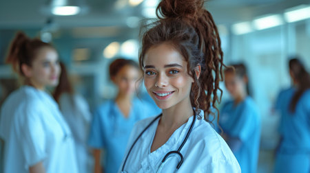 Smiley and self-assured, the Diversity Medical staff is happy with Health Care Concept.の素材