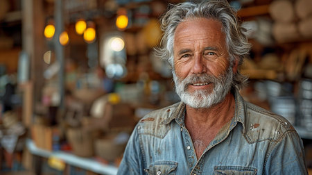 home improvement store picture of an older, manly man.の素材