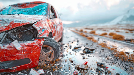 Car accident, collisions injuries, and fatalities on the common road, car safety, and driving mistakes.の素材