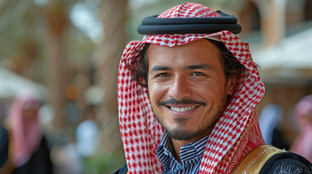 Smiling Saudi investor, modern merchant, Saudi man.の素材