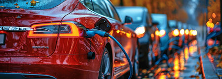 renewable energy sources, electronic chargers, and electric cars.の素材