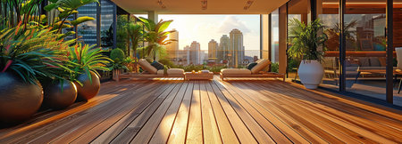 Design ideas for an outdoor hardwood floor deck.の素材