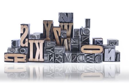 letter blocks for lead typesettingの写真素材