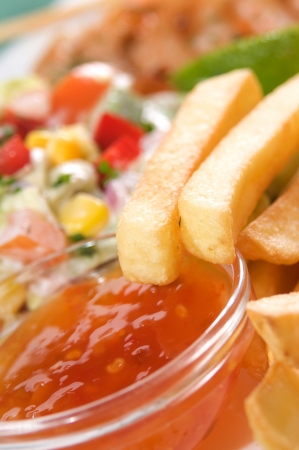 Typical fast food  Close up, selective focus の写真素材