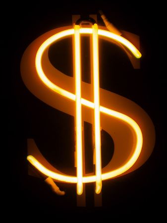 orange glowing dollar signの写真素材