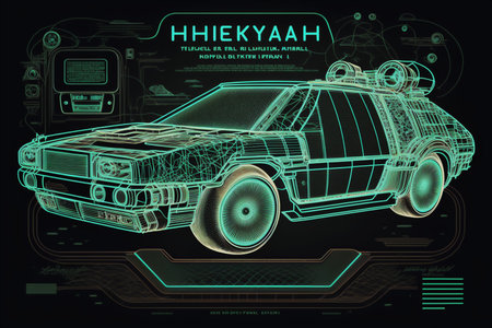 Abstract vector illustration of high-tech car in the style of the 80s.の素材