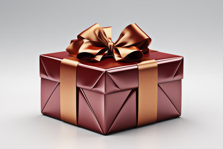 Gift box with bow on a white background. 3d renderingの素材
