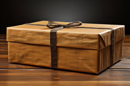 Gift box on a wooden table with copy space for your textの素材