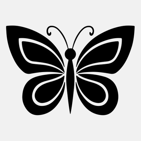 Butterfly icon in black and white colors. Vector illustration.のイラスト素材